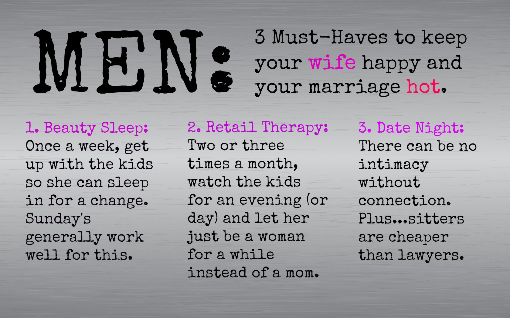 Three Must-Haves For A Happy Wife